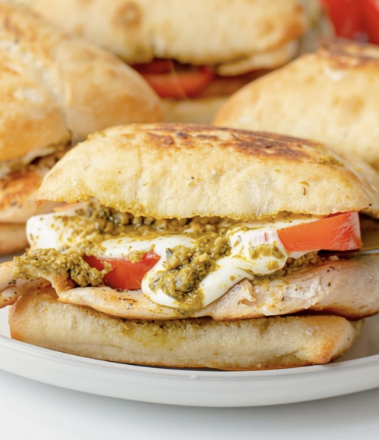 A plate with a sandwich on it.