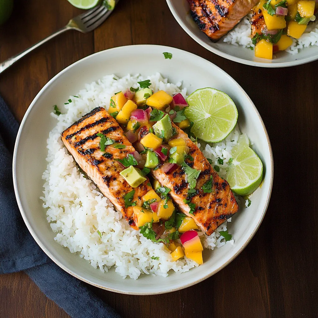 A plate of food with rice and fish.
