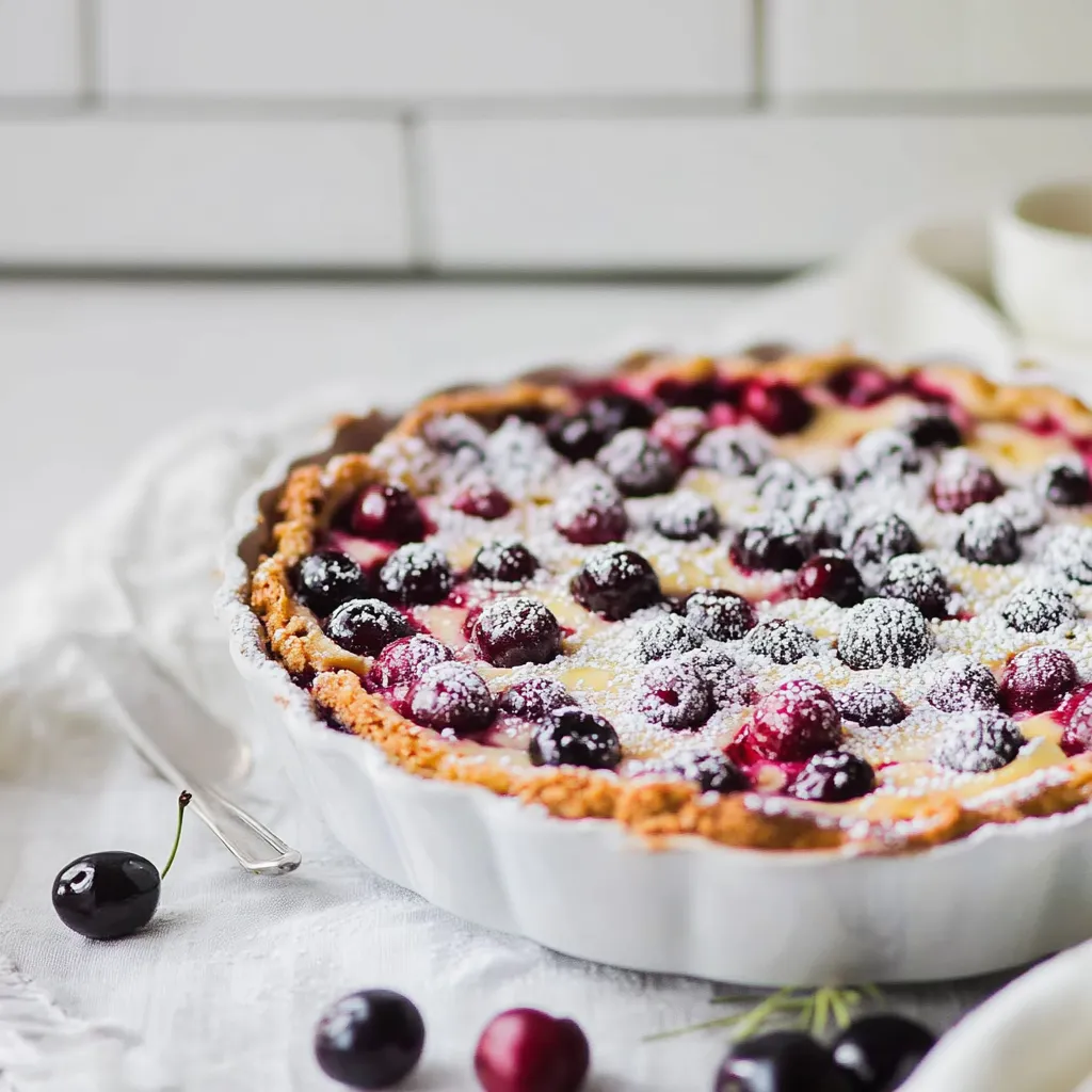 A pie with berries on top.