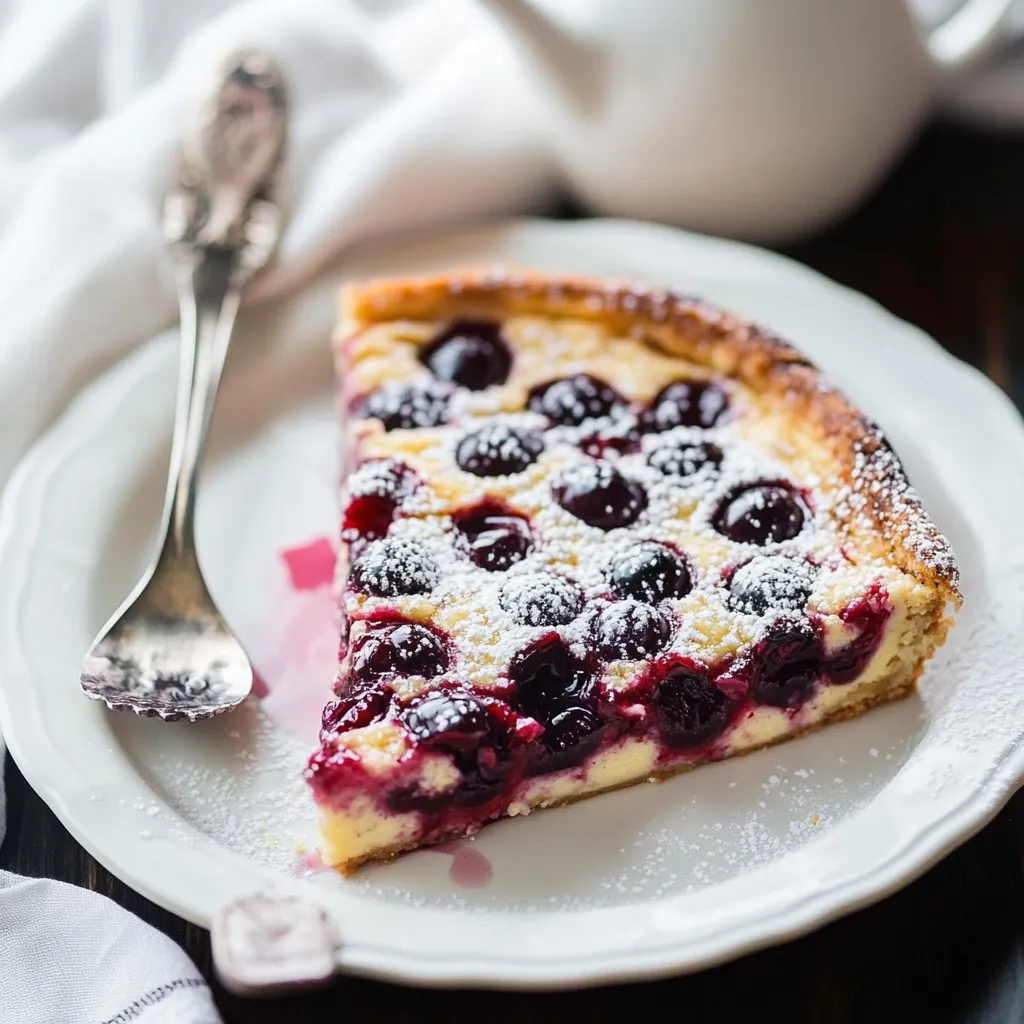 A slice of pie with blueberries and whipped cream.