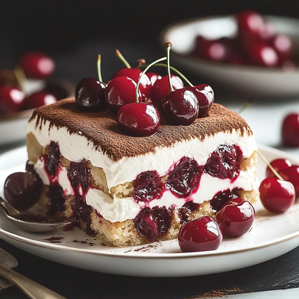 A slice of cake with cherries on top.