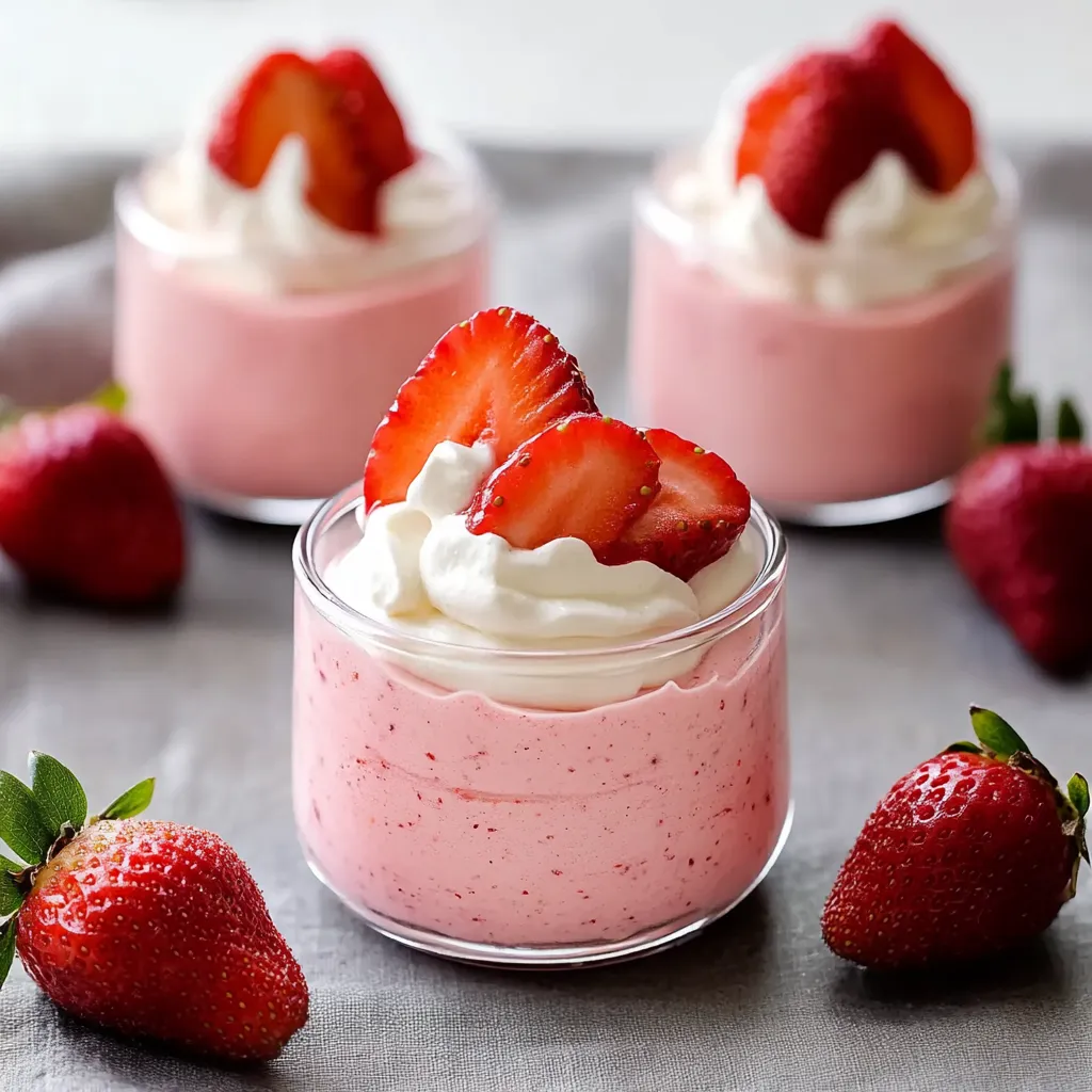A glass of strawberry whipped cream.