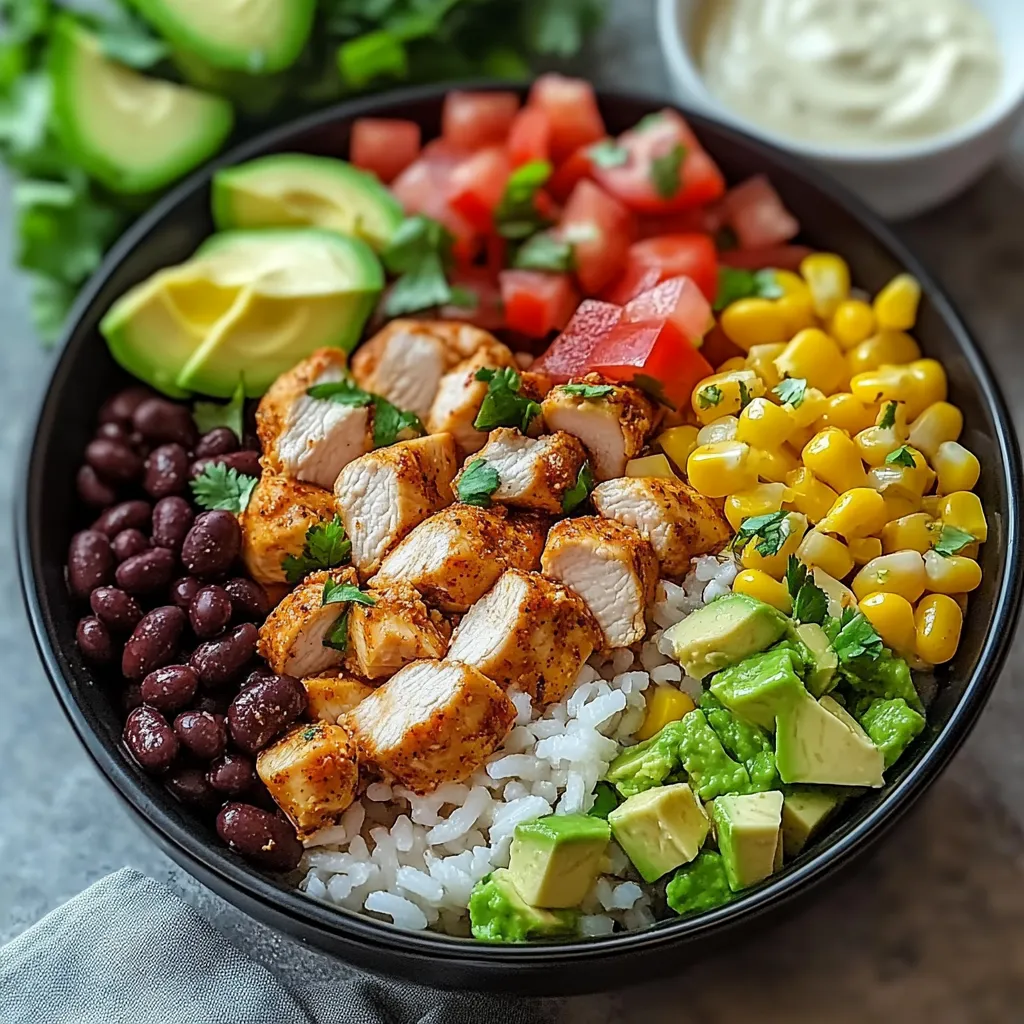A bowl of food with rice, corn, and avocado.