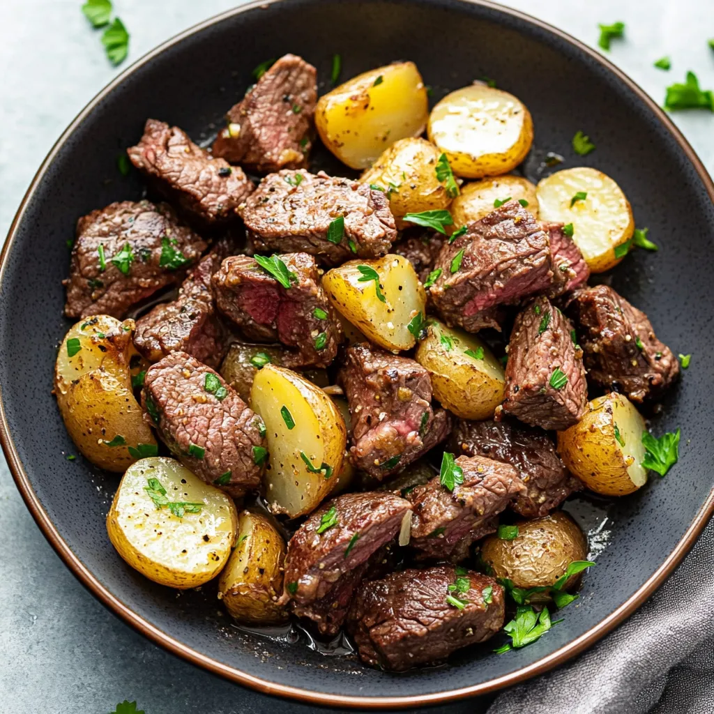A plate of meat and potatoes.