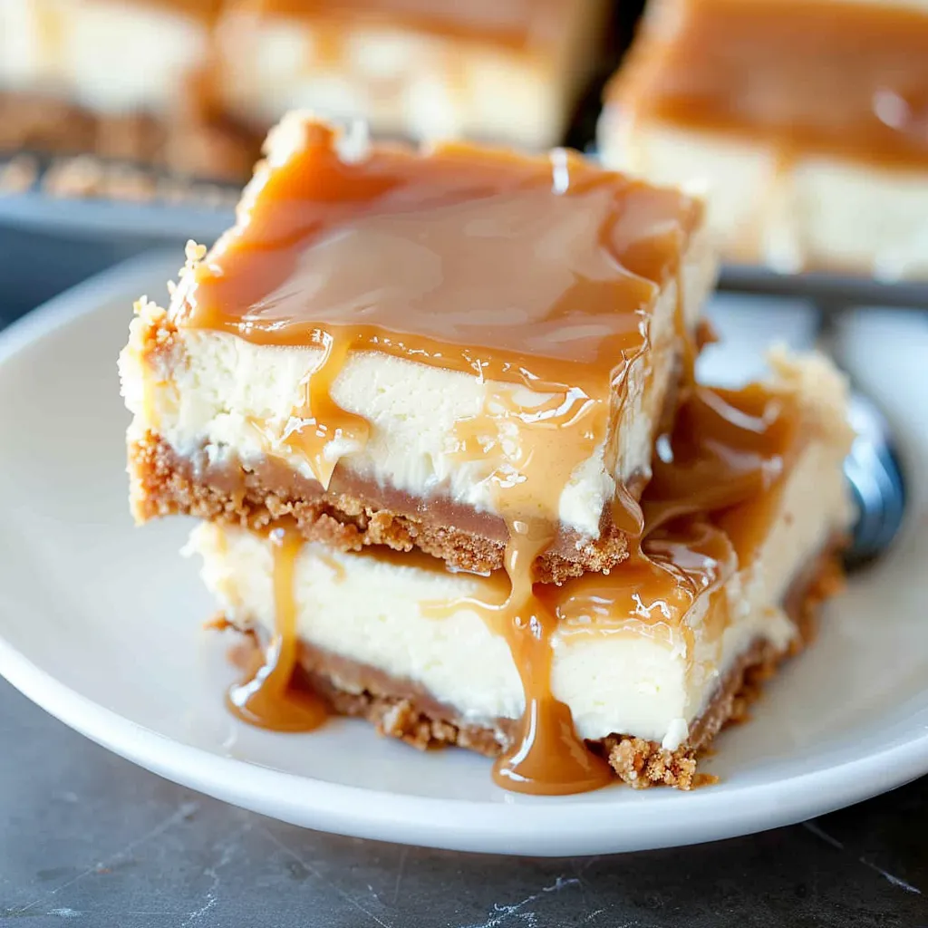 A slice of cheesecake with caramel drizzled on top.