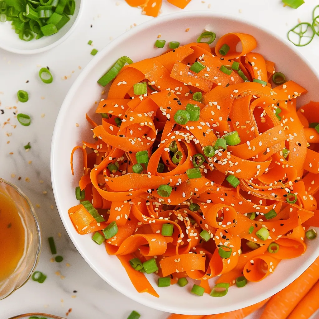 A bowl of noodles with carrots and green onions.