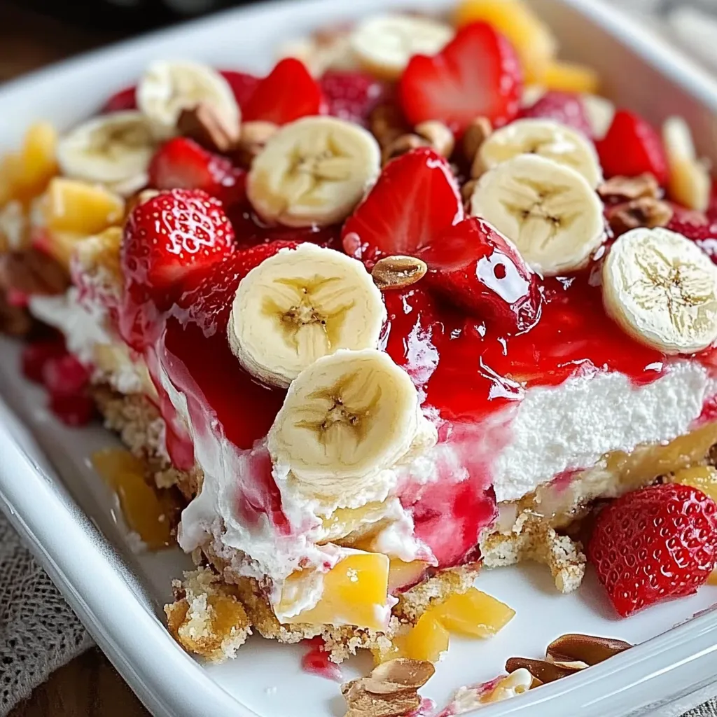 A dessert with bananas, strawberries and cream.