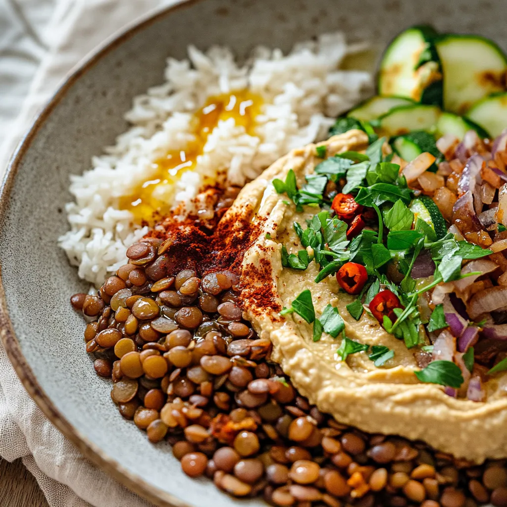 A plate of food with rice, beans, and vegetables.