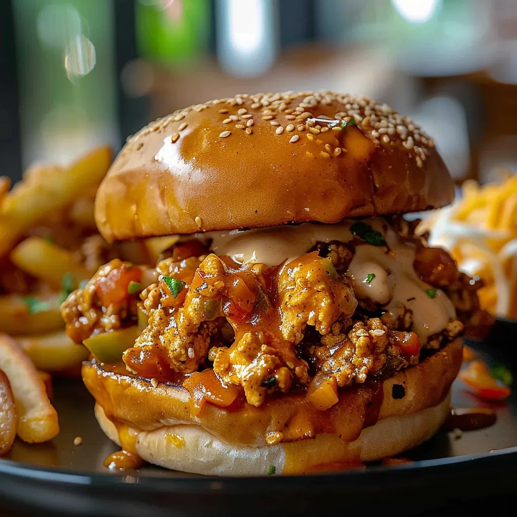 A burger with a bun and meat on top.