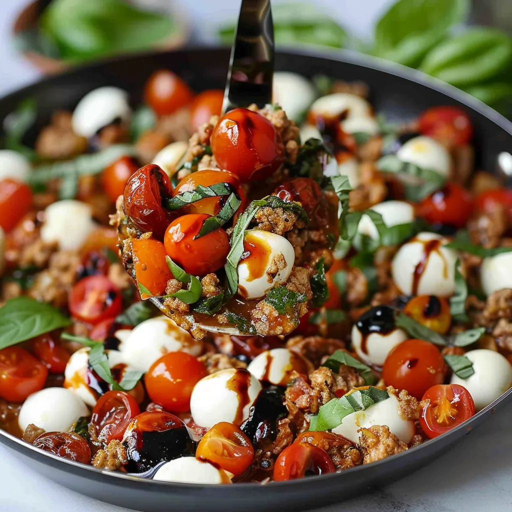 A pan of food with a spoon in it.