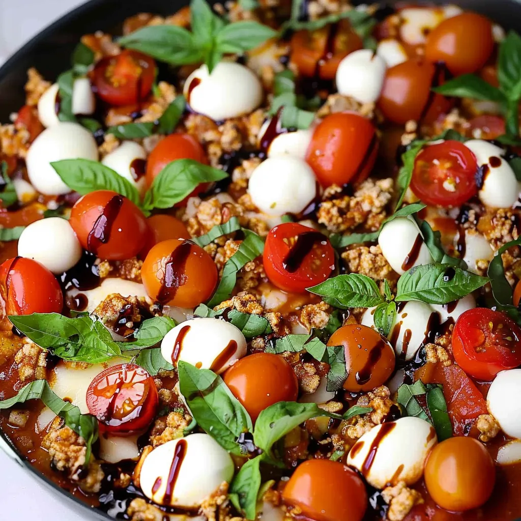 A plate of food with tomatoes, cheese, and basil.
