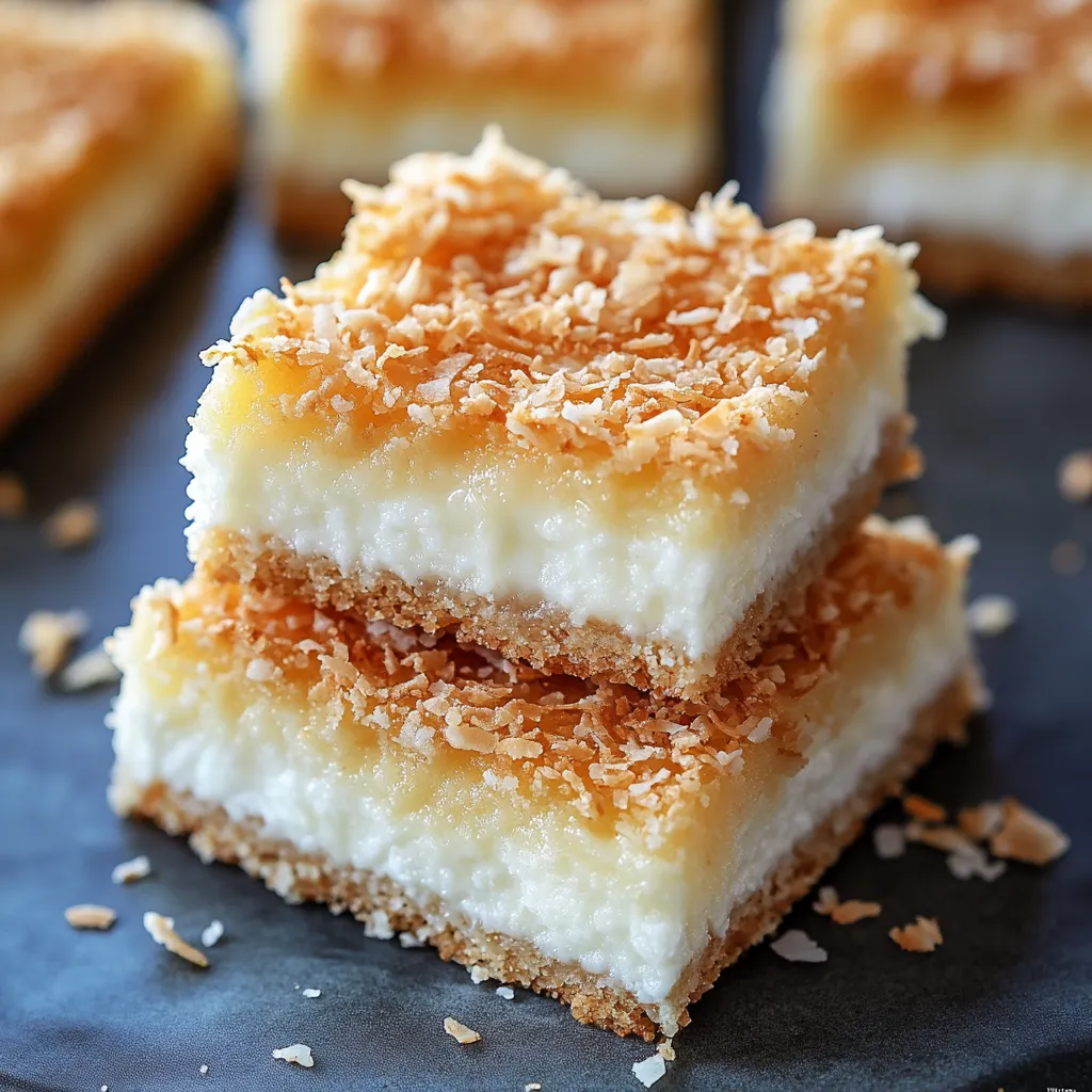 A slice of cake with coconut on top.