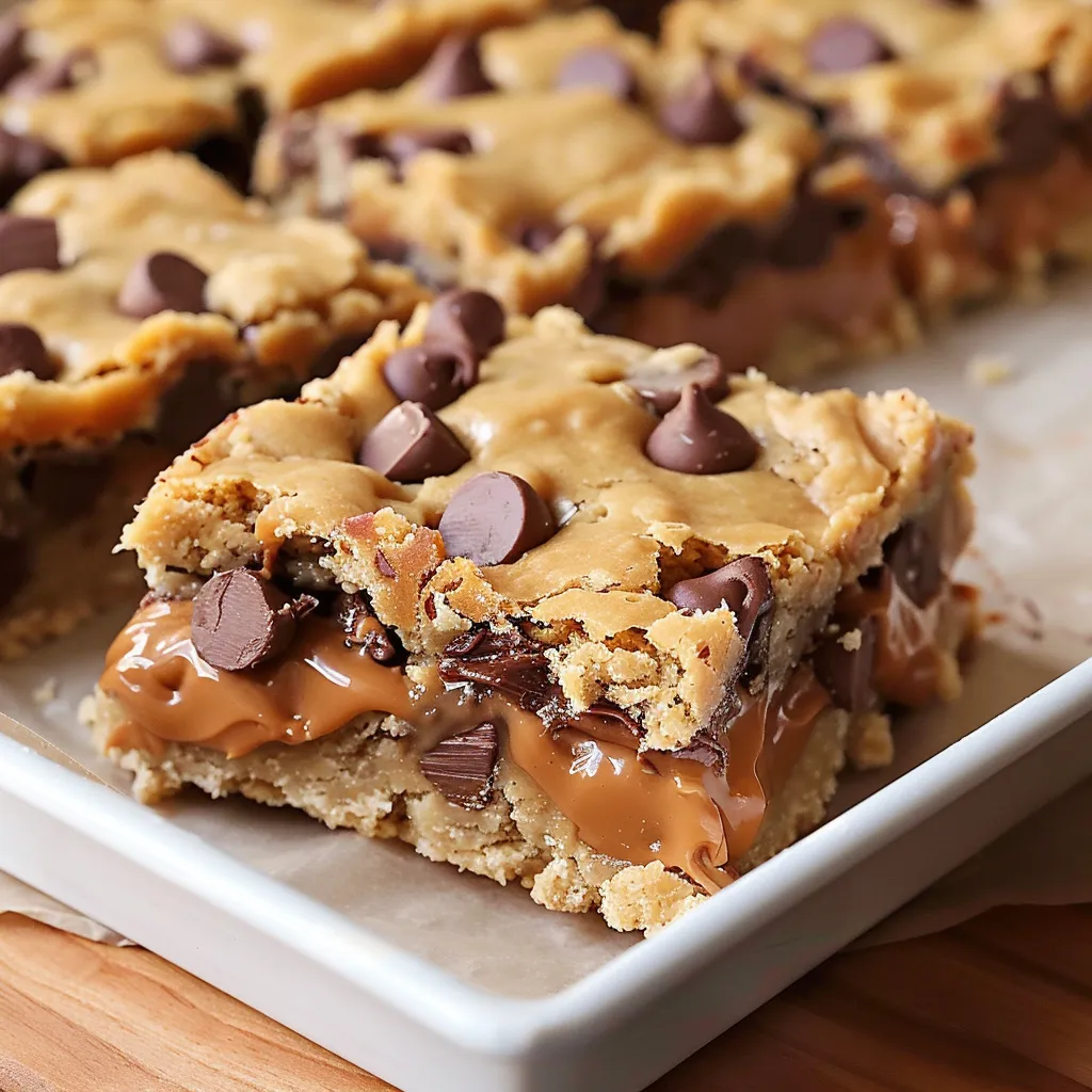 A white plate with a chocolate and peanut butter dessert.