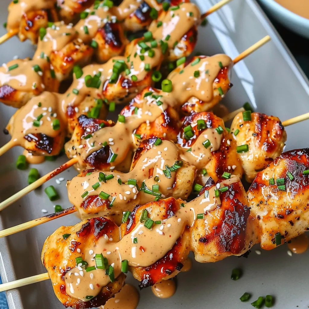 A plate of marinated meat skewers.