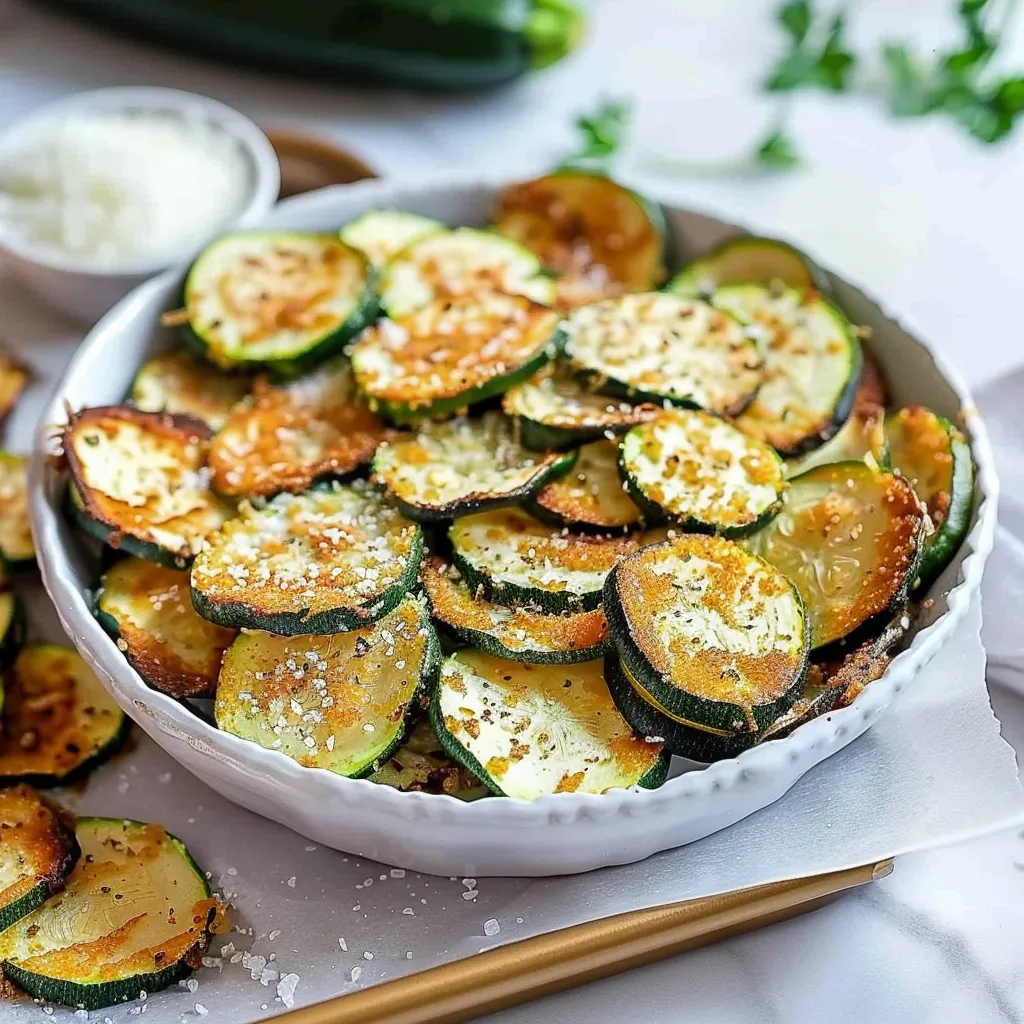A bowl of sliced zucchini with cheese on a table.