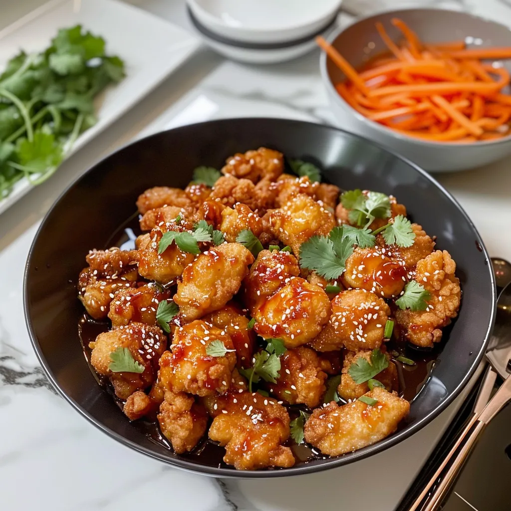 A bowl of chicken with a side of carrots.
