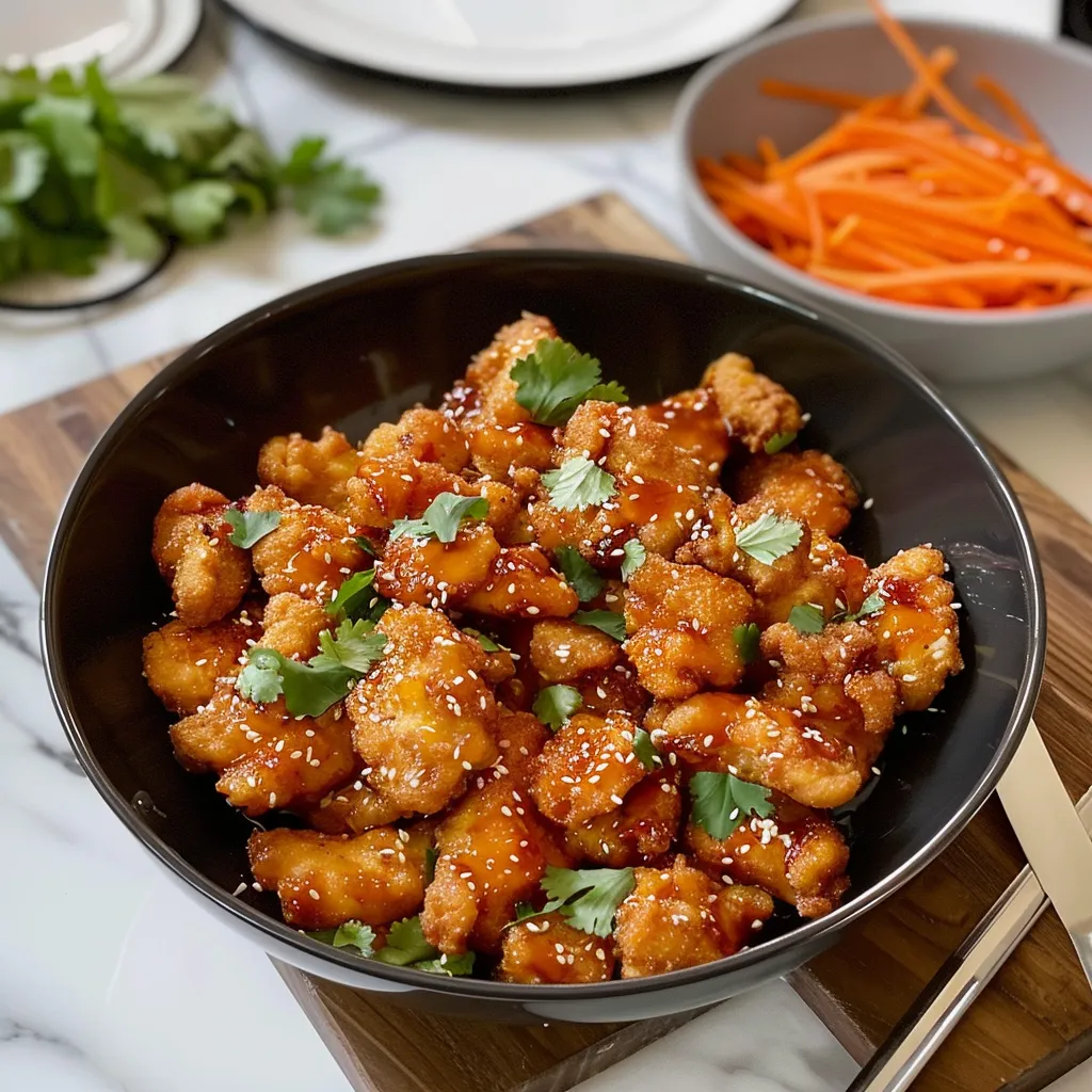 A bowl of chicken with vegetables.