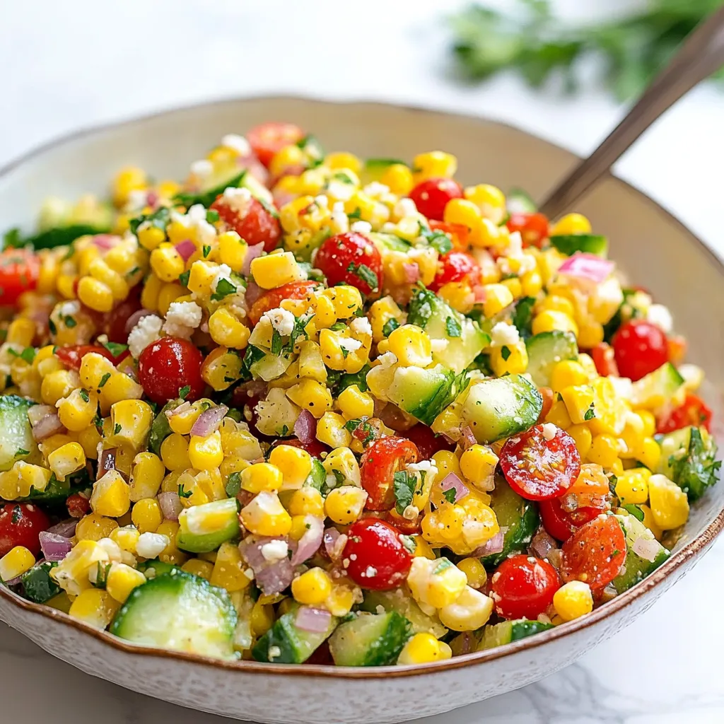 A bowl of corn and vegetables.