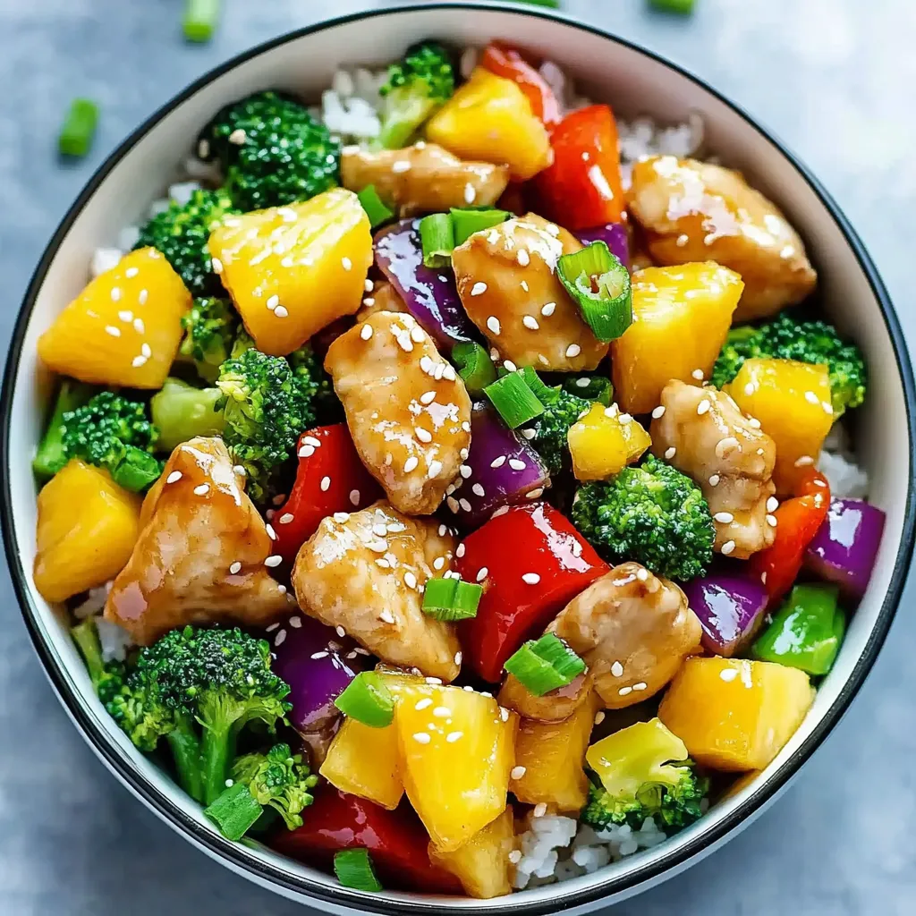 A bowl of chicken and vegetables.