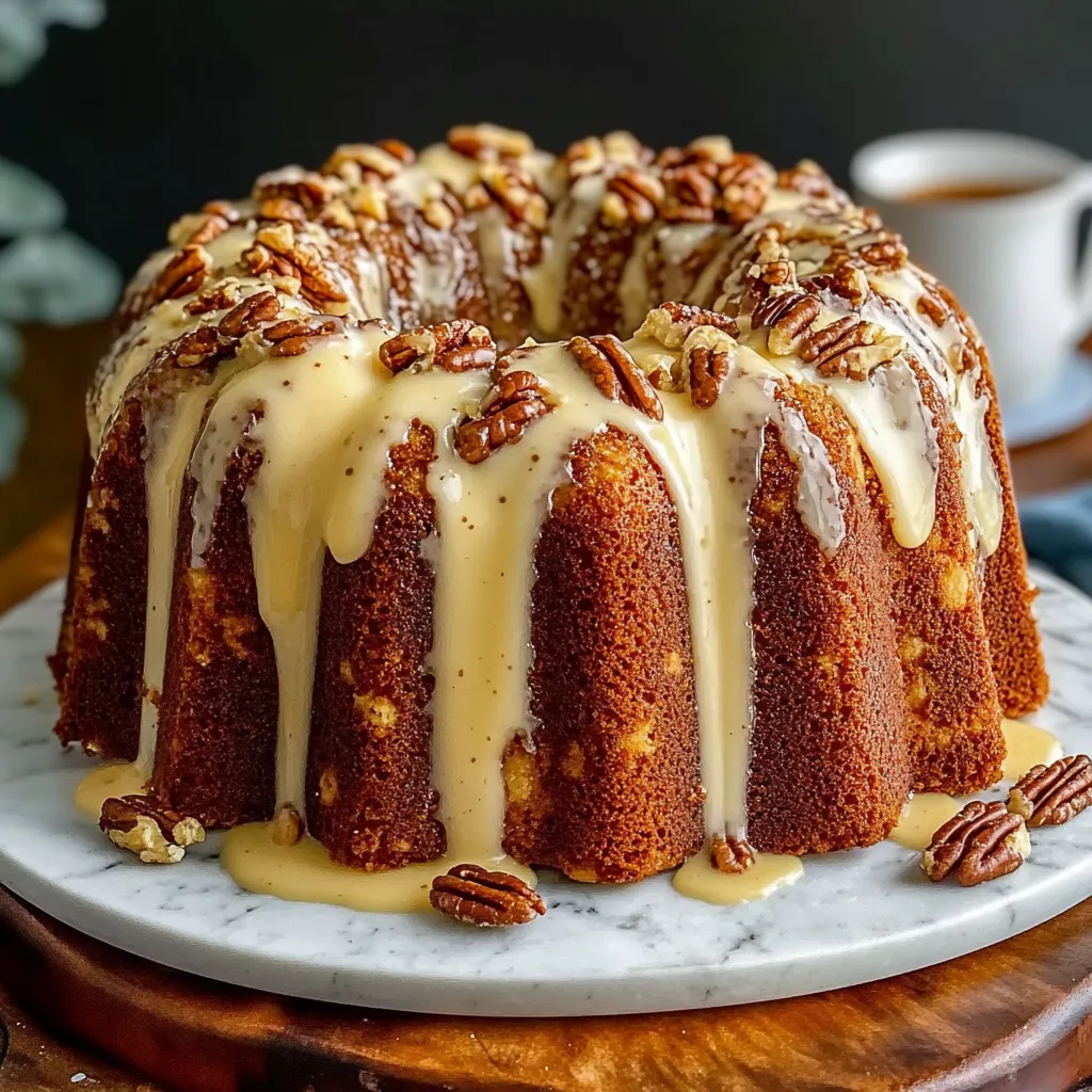 A cake with a pecan topping.