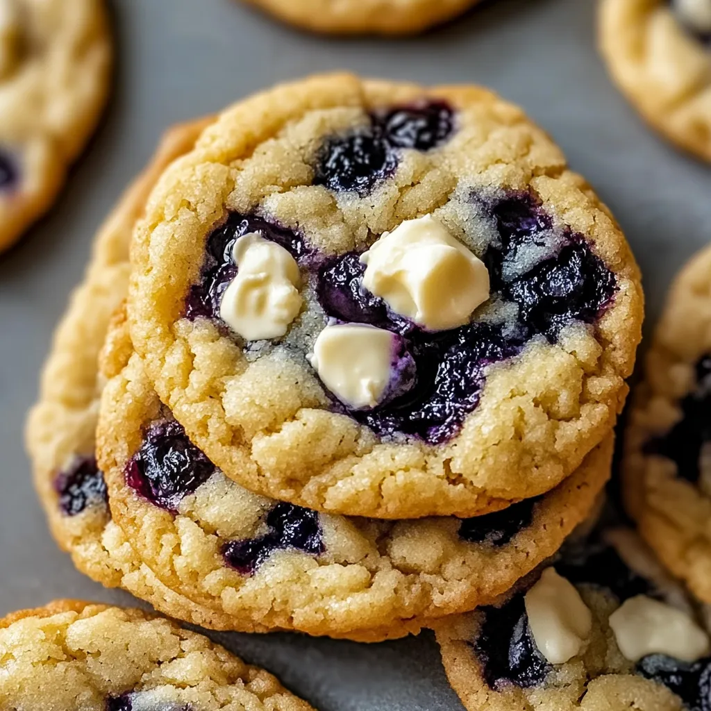 A stack of blueberry cookies with white frosting.