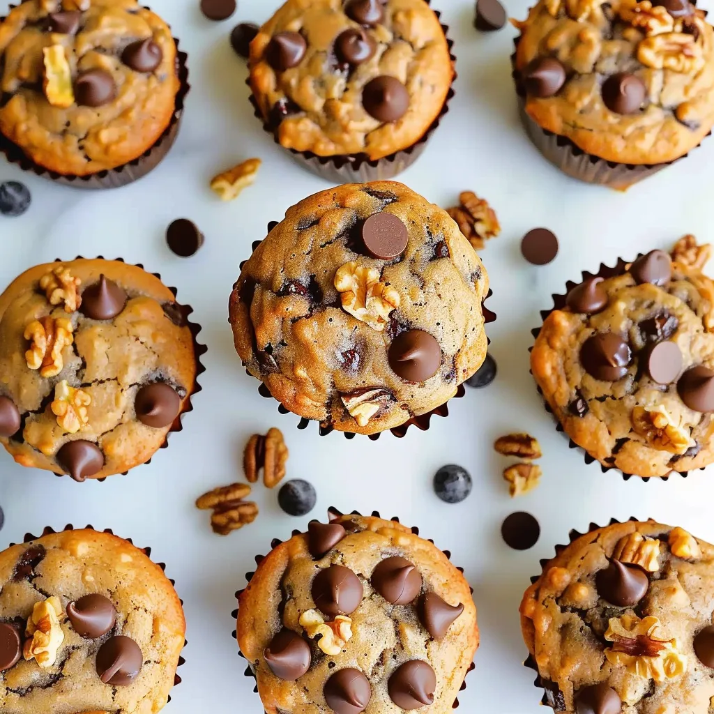 A plate of muffins with chocolate chips and nuts.