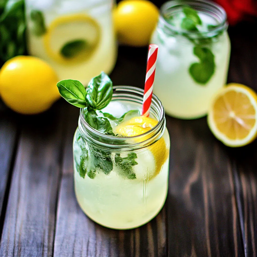 A glass of lemonade with a mint garnish.