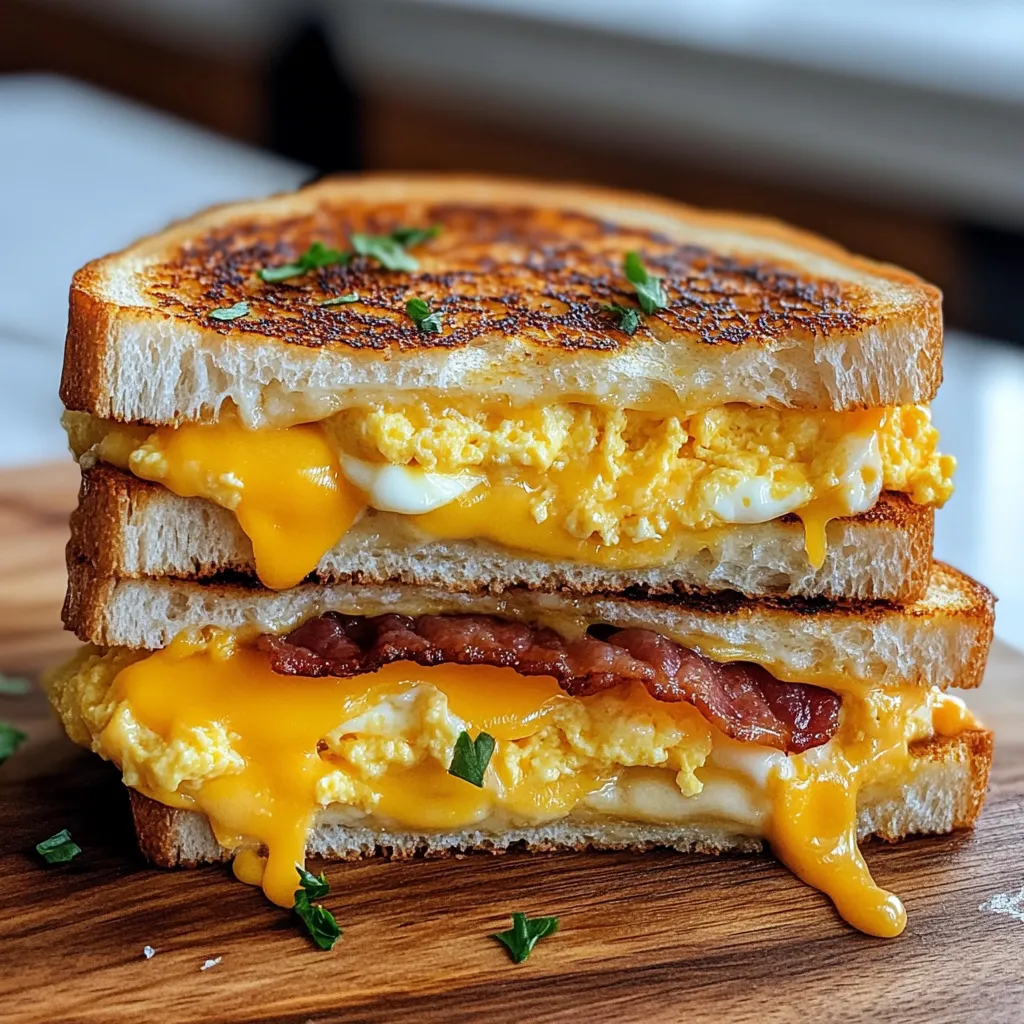 A sandwich with bacon and egg on top.