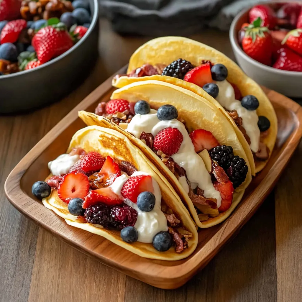 A plate of food with strawberries and blueberries.