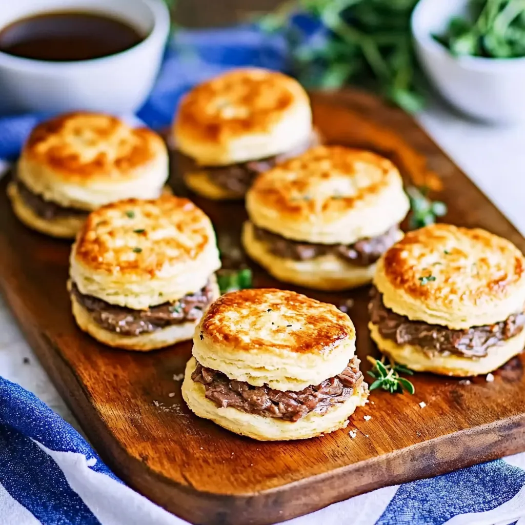 A plate of meat sandwiches.