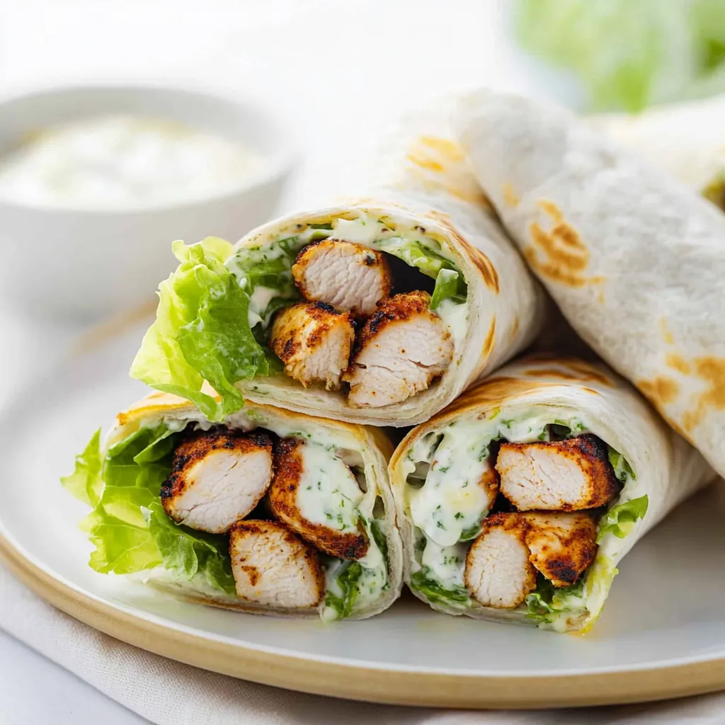 A plate with a wrap and a bowl of sauce.