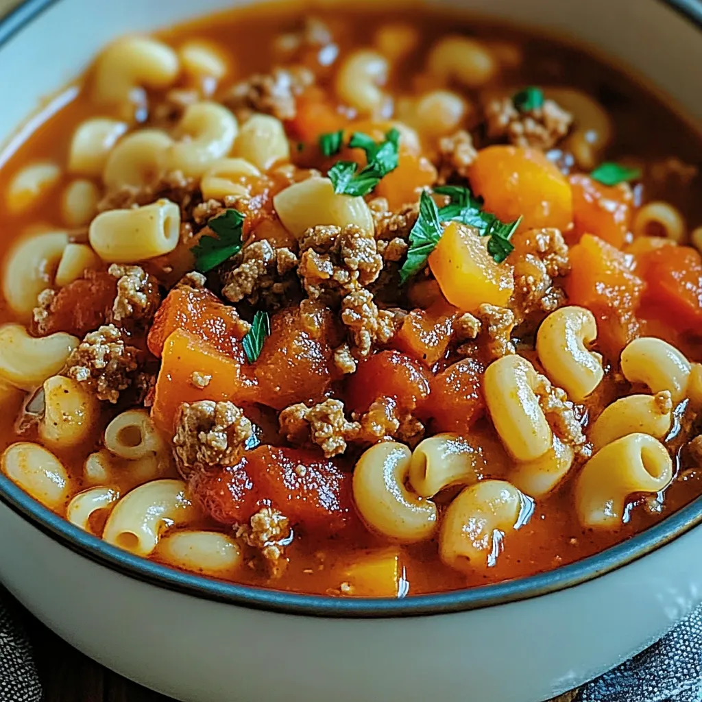 A bowl of pasta with meat and vegetables.