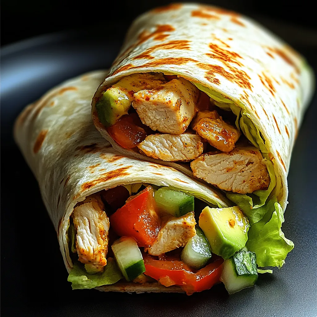 A chicken burrito with lettuce and tomatoes.
