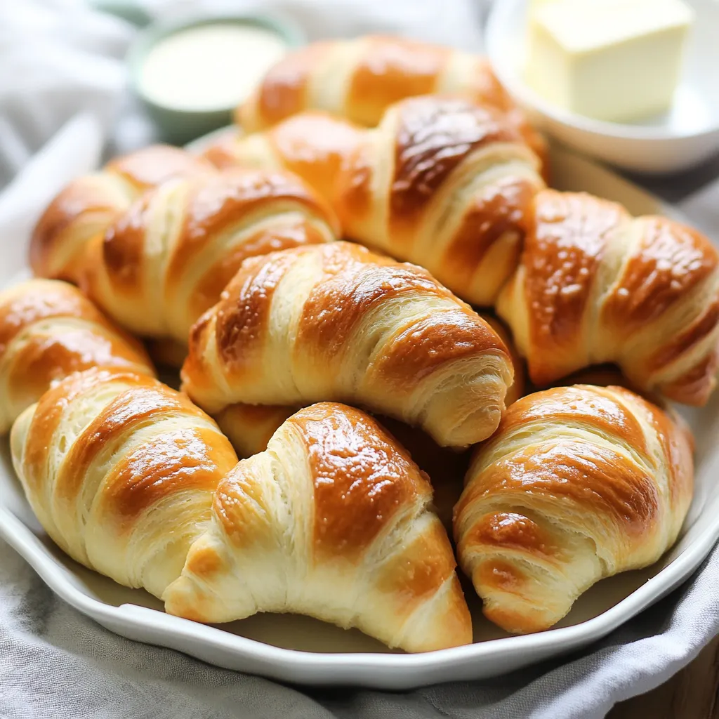 A plate of croissants with butter on top.