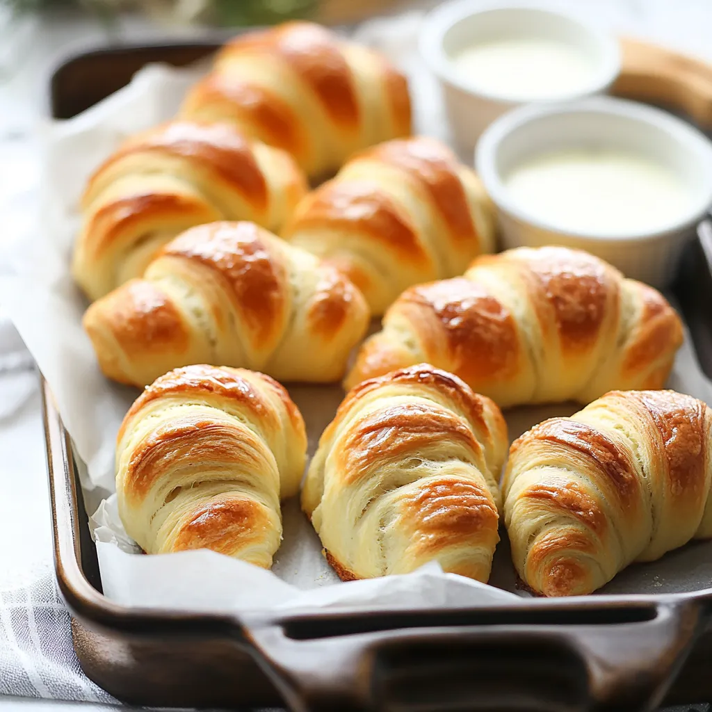 A tray of croissants with butter.