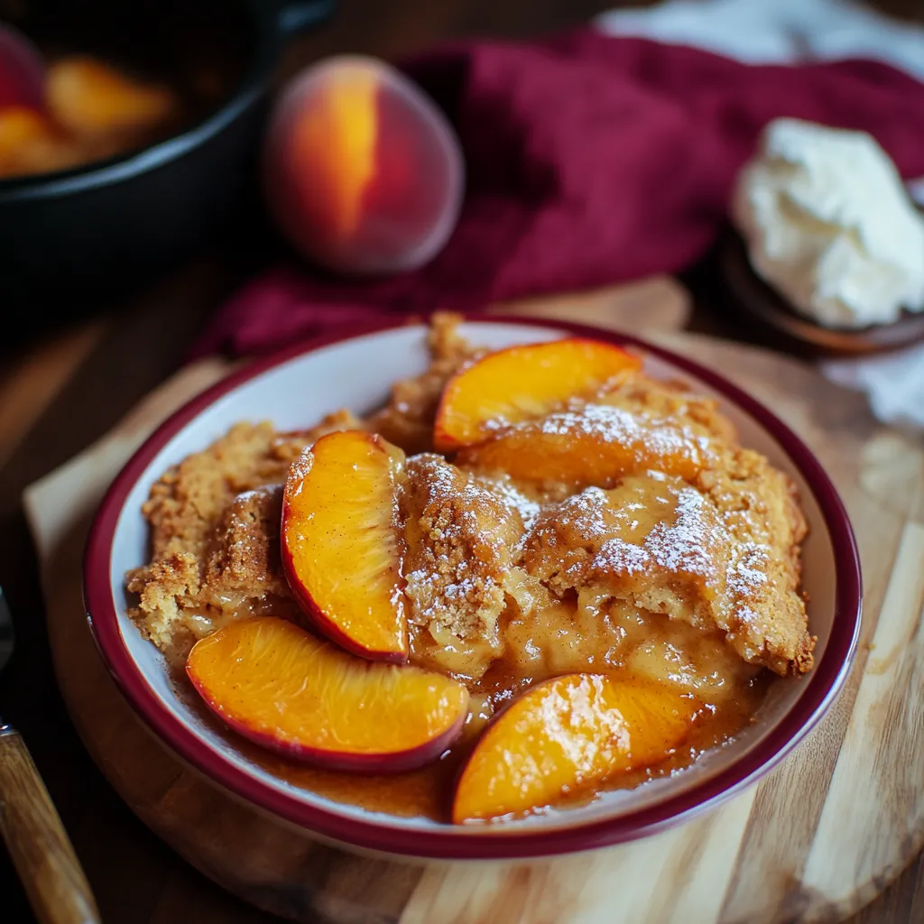 A bowl of peaches with a spoon in it.