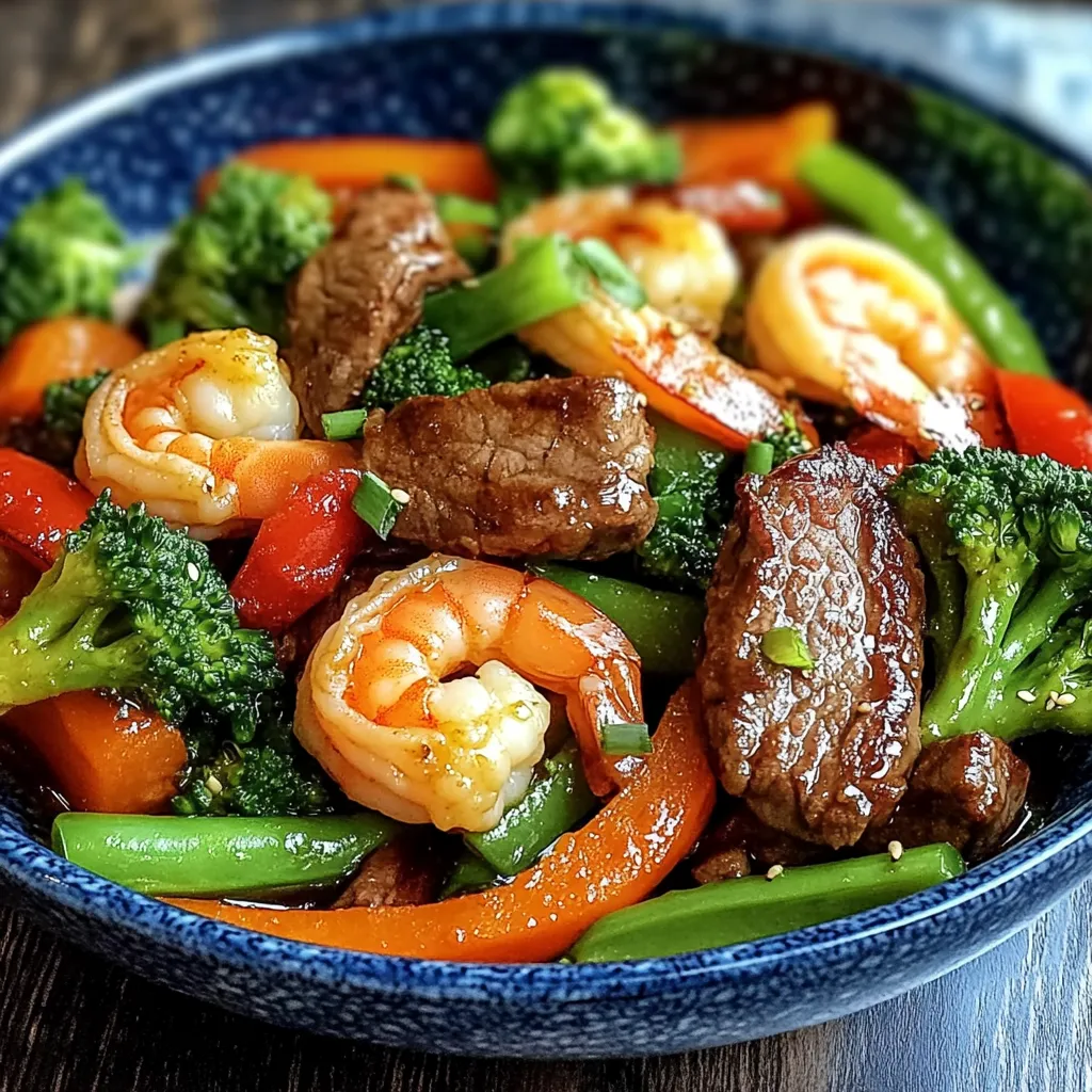 A bowl of shrimp and broccoli.