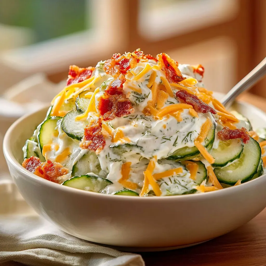 A bowl of food with bacon and cheese.