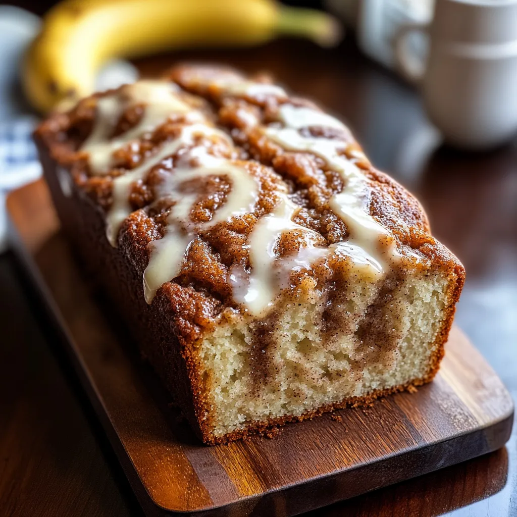 A slice of banana bread on a wooden cutting board.