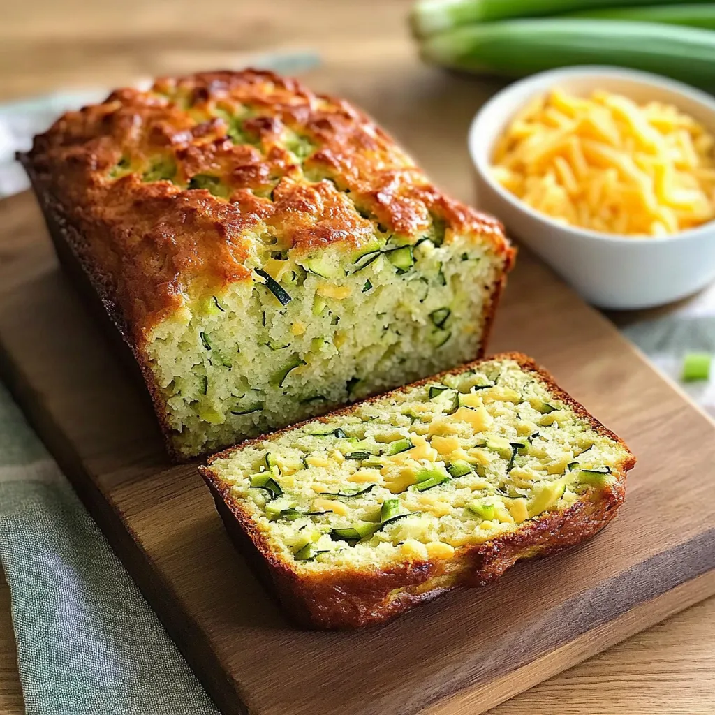 A loaf of bread with zucchini and cheese.