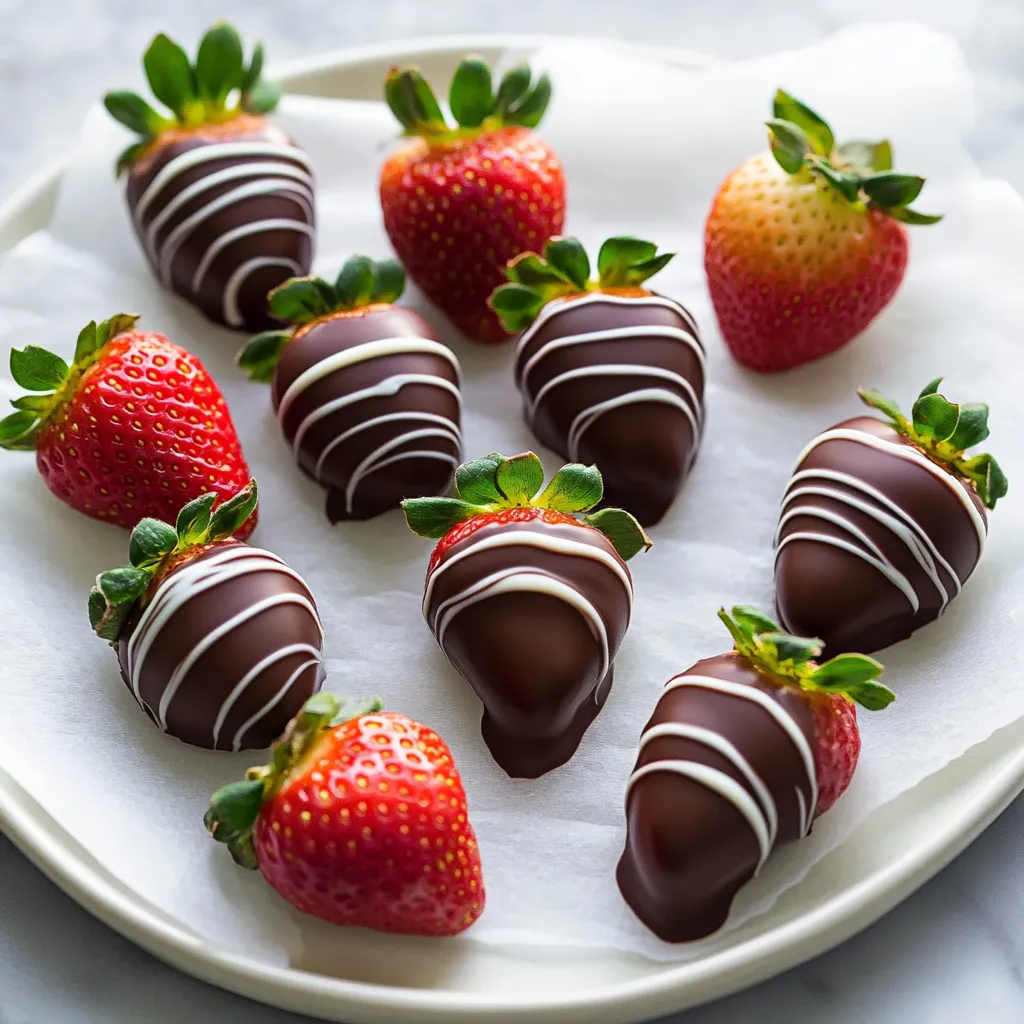 A plate of chocolate covered strawberries.