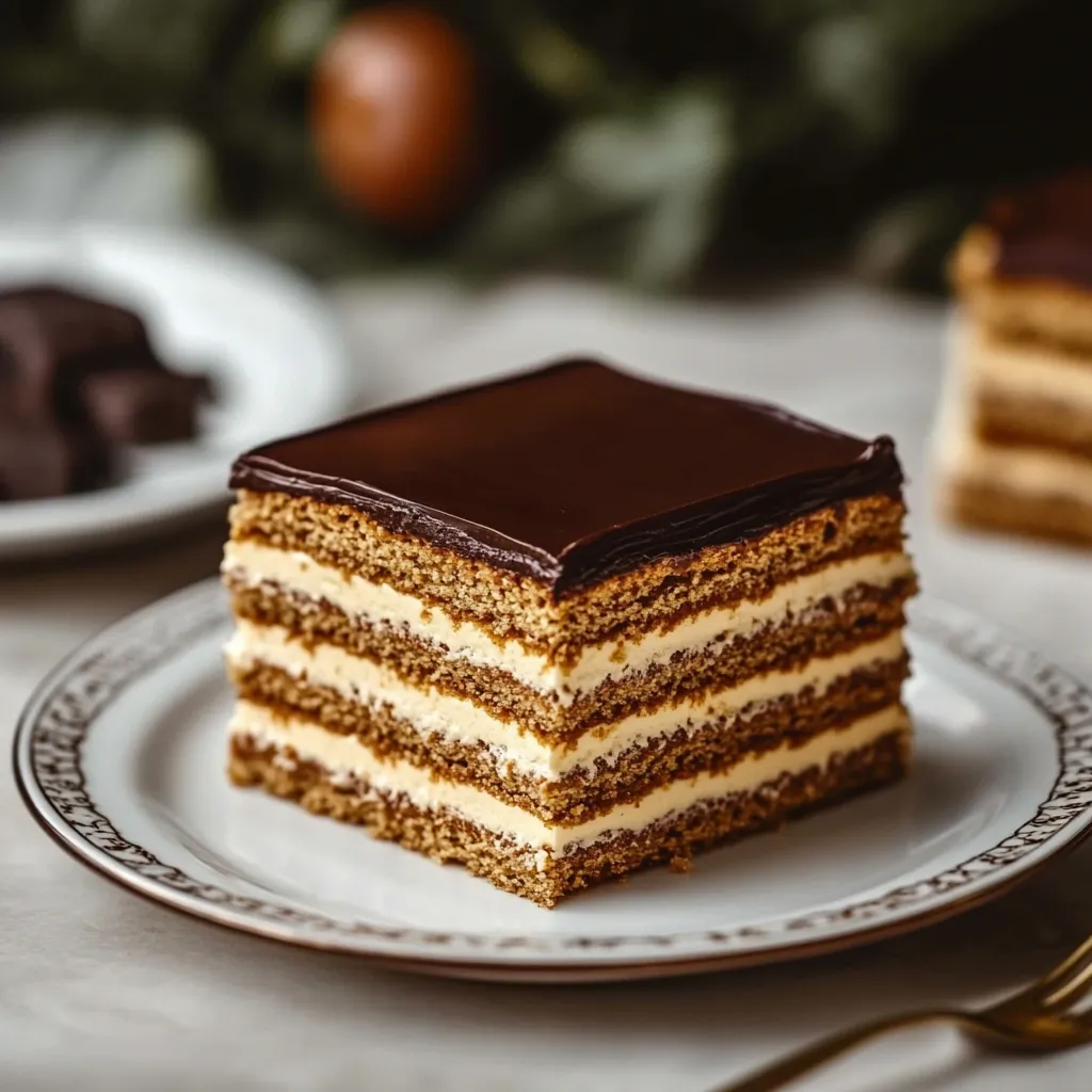 A slice of cake on a plate.
