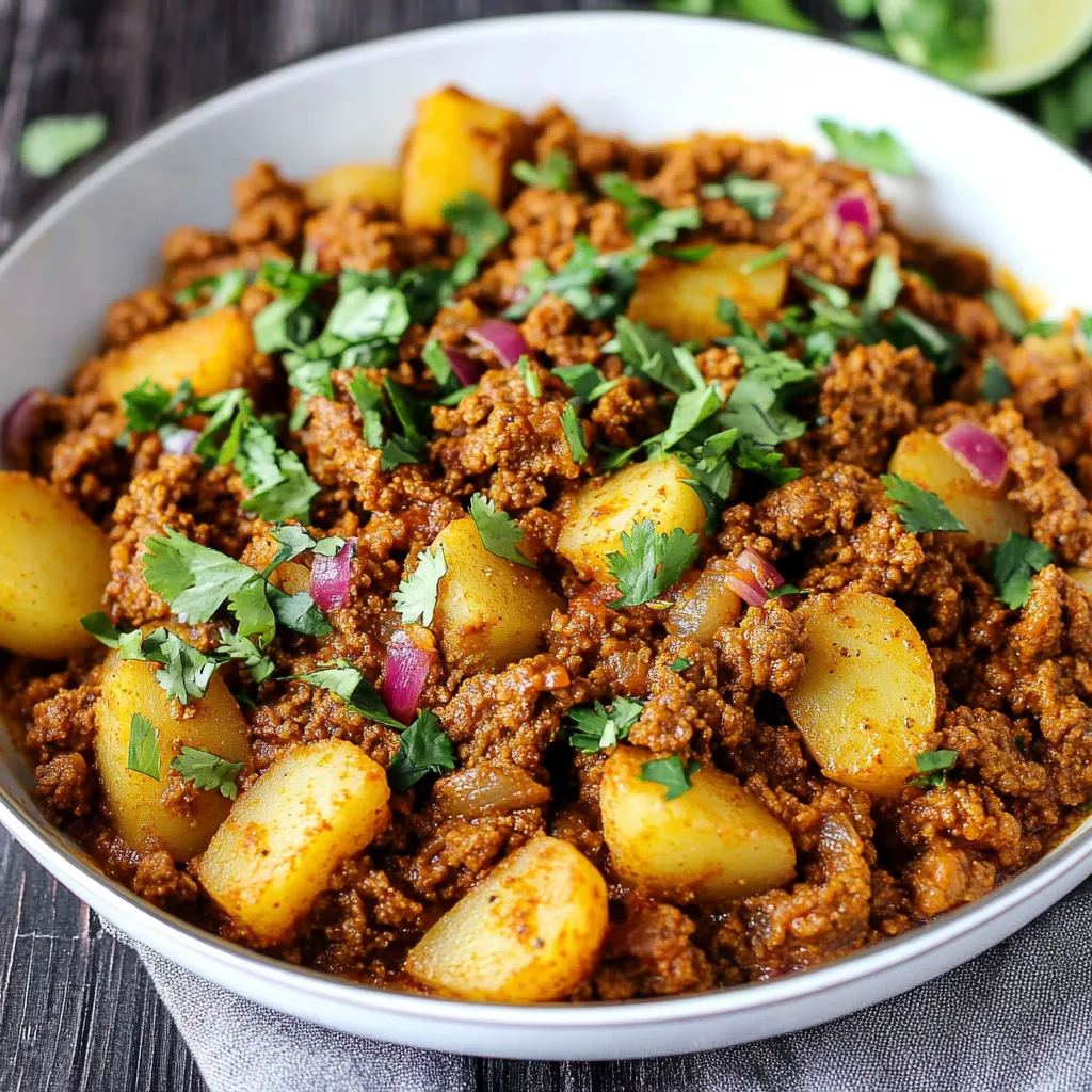 A bowl of meat and potatoes.
