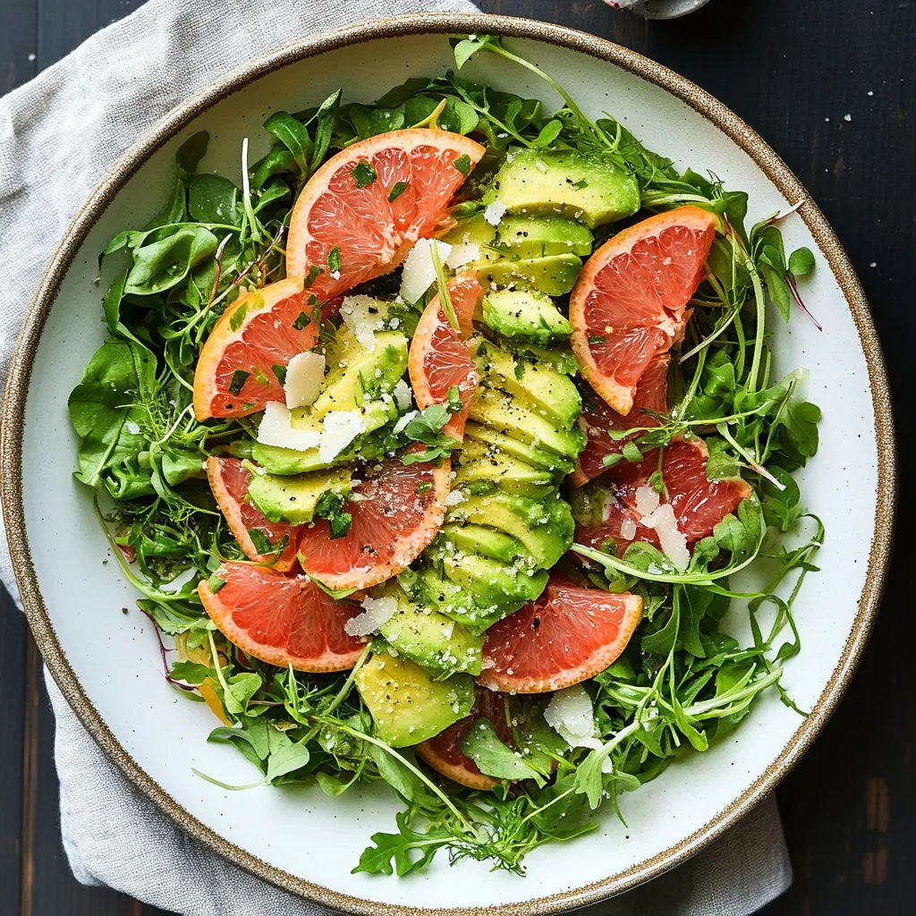 A plate of food with avocado, oranges, and greens.