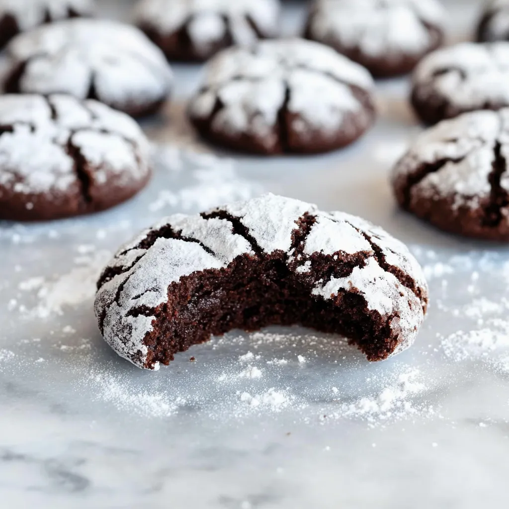 A chocolate cookie with white powder on top.