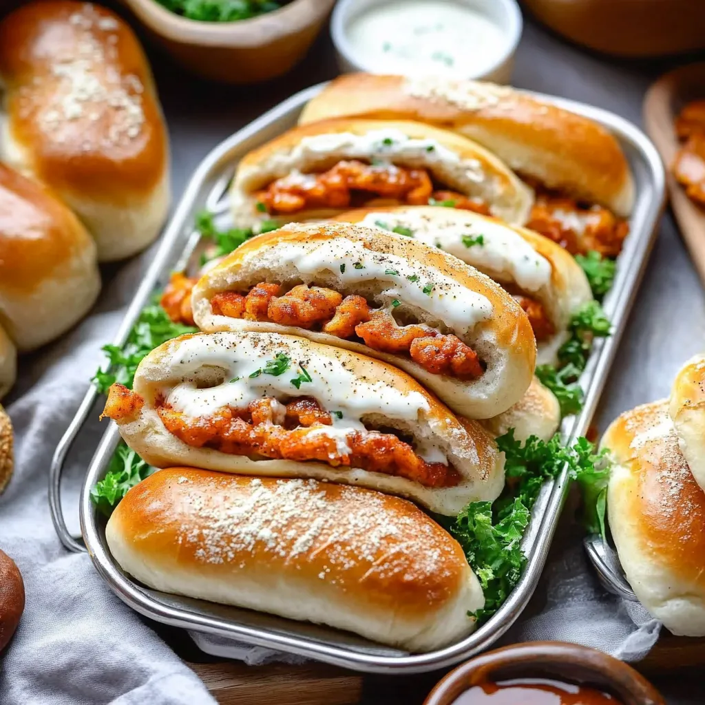 A tray of sandwiches with sauce.