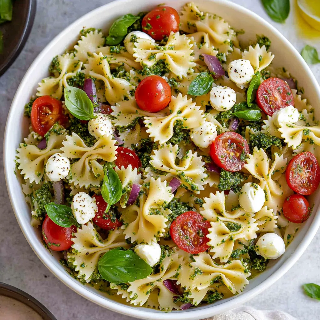 A bowl of pasta with tomatoes, spinach, and cheese.