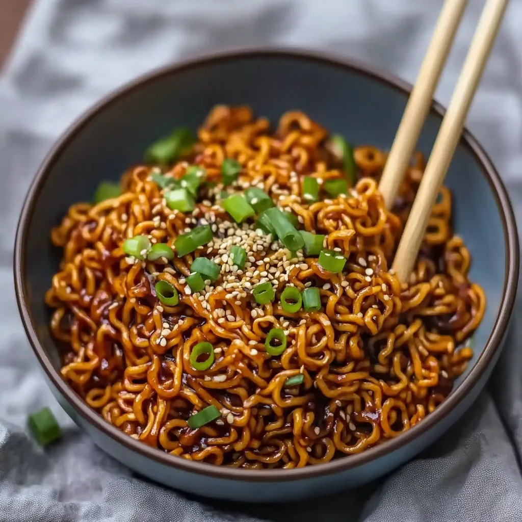 A bowl of noodles with vegetables.