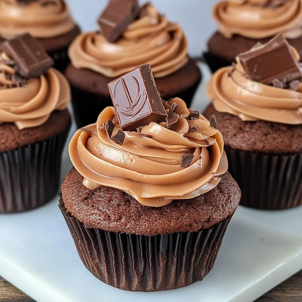 Chocolate cupcake with chocolate frosting and chocolate chips.