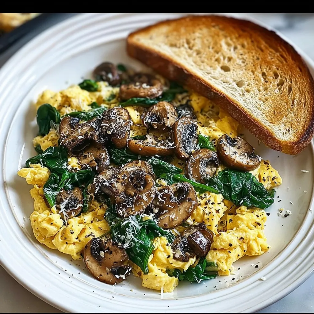 A plate of mushrooms and spinach.